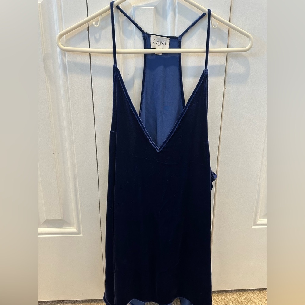 CAMI NYC The Whitney Tank Velvet Silk blend blue size Large